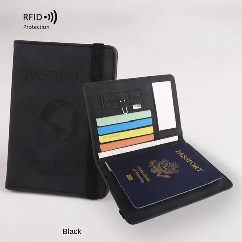 Portable PU leather travel passport holder