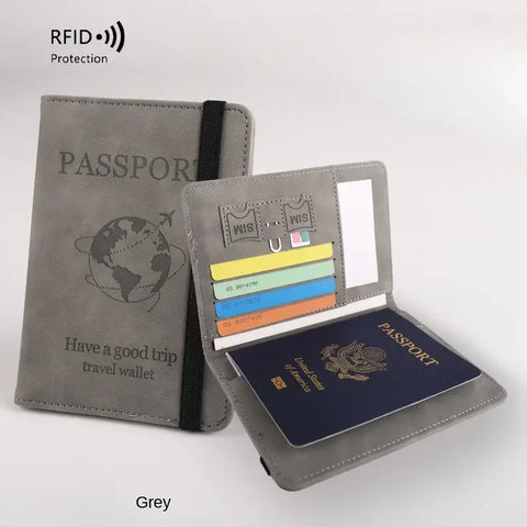 Portable PU leather travel passport holder